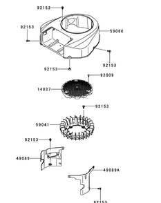Kawasaki Fr600v-As06 Cooling Equipment Diagram and Parts List for XT2-LX42KW (Carb-13WGA1CS210)(2015) Cub Cadet Lawn Tractor